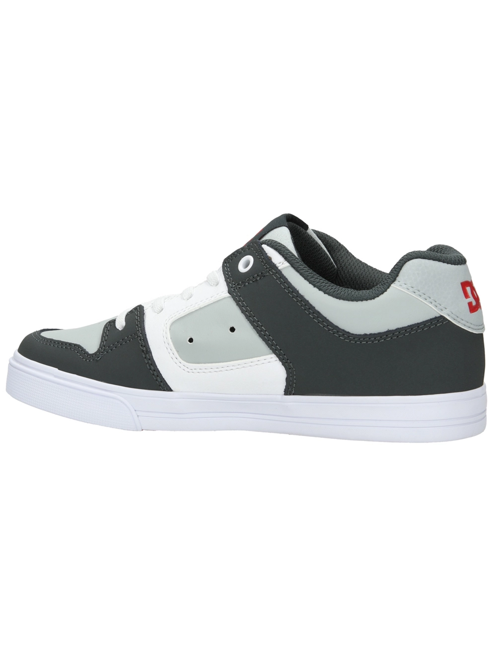 DC Pure Elastic Kids Skate Shoes grey/grey/red