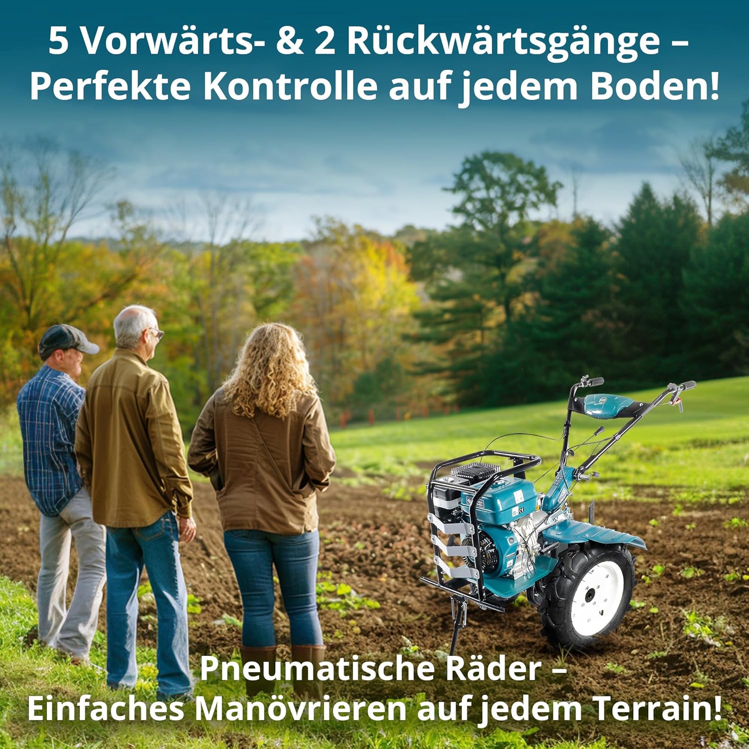Könner & Söhnen KS 9HP-1350G-3 Benzin Bodenhacke mit Direktantrieb,gartenfräse, geschmiedete Säbelfräsen,3 Vorwärtsgänge, Rückwärtsgang, ≤134 cm Arbeitsbreite, ≤ 35 Arbeitstiefe,9.0 PS Kultivator