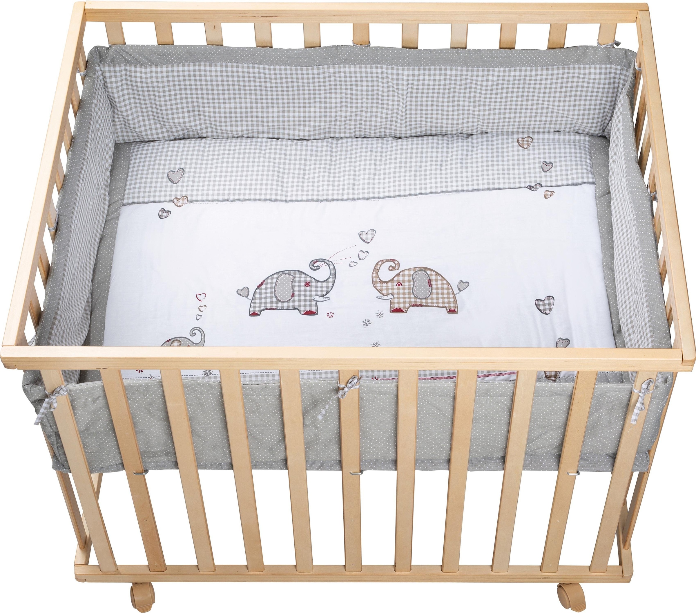 roba® Laufgitter »Jumbotwins grau, 100x75 cm« bis 15 kg mit Stoffeinlage und Nestchen