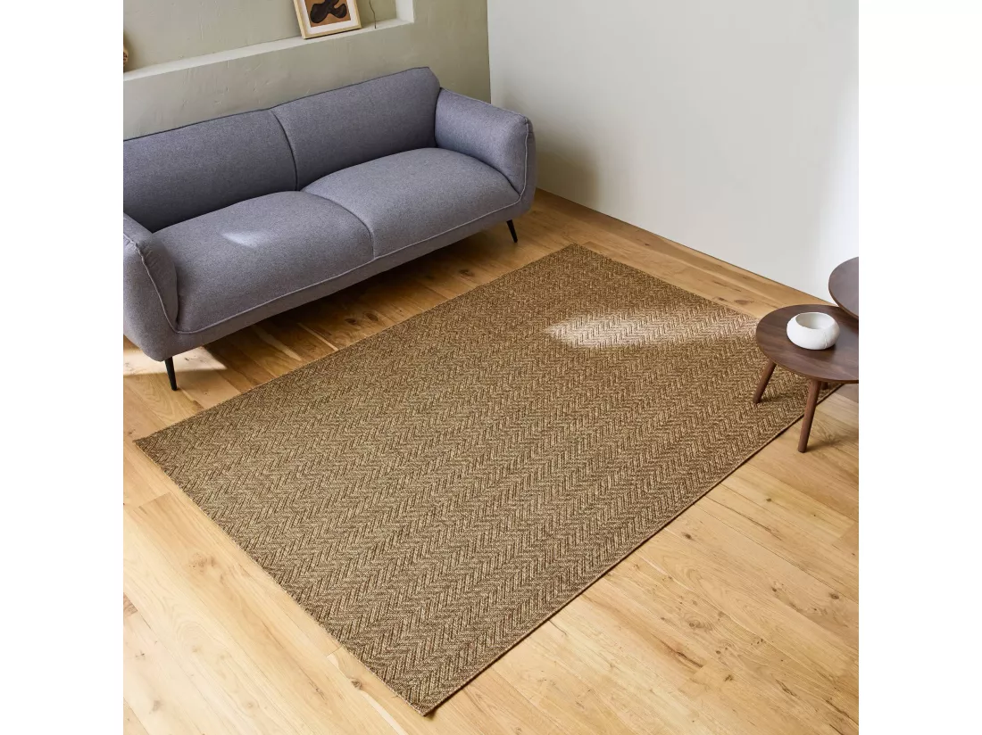 Tapis intérieur/extérieur effet jute coloris caramel. 200 x 290cm stabilisé aux UV