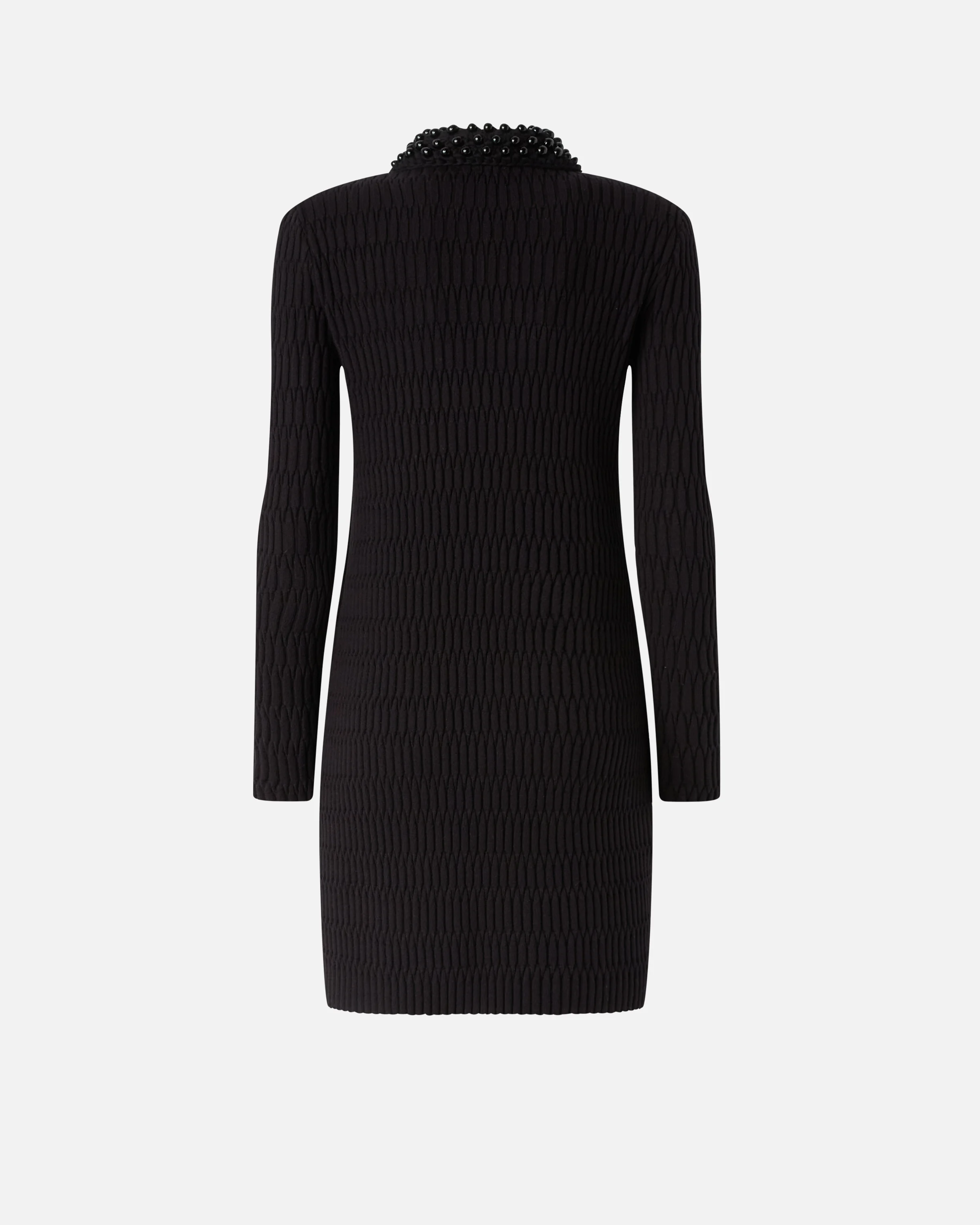 Robe courte géométrique à col bijou | Noir