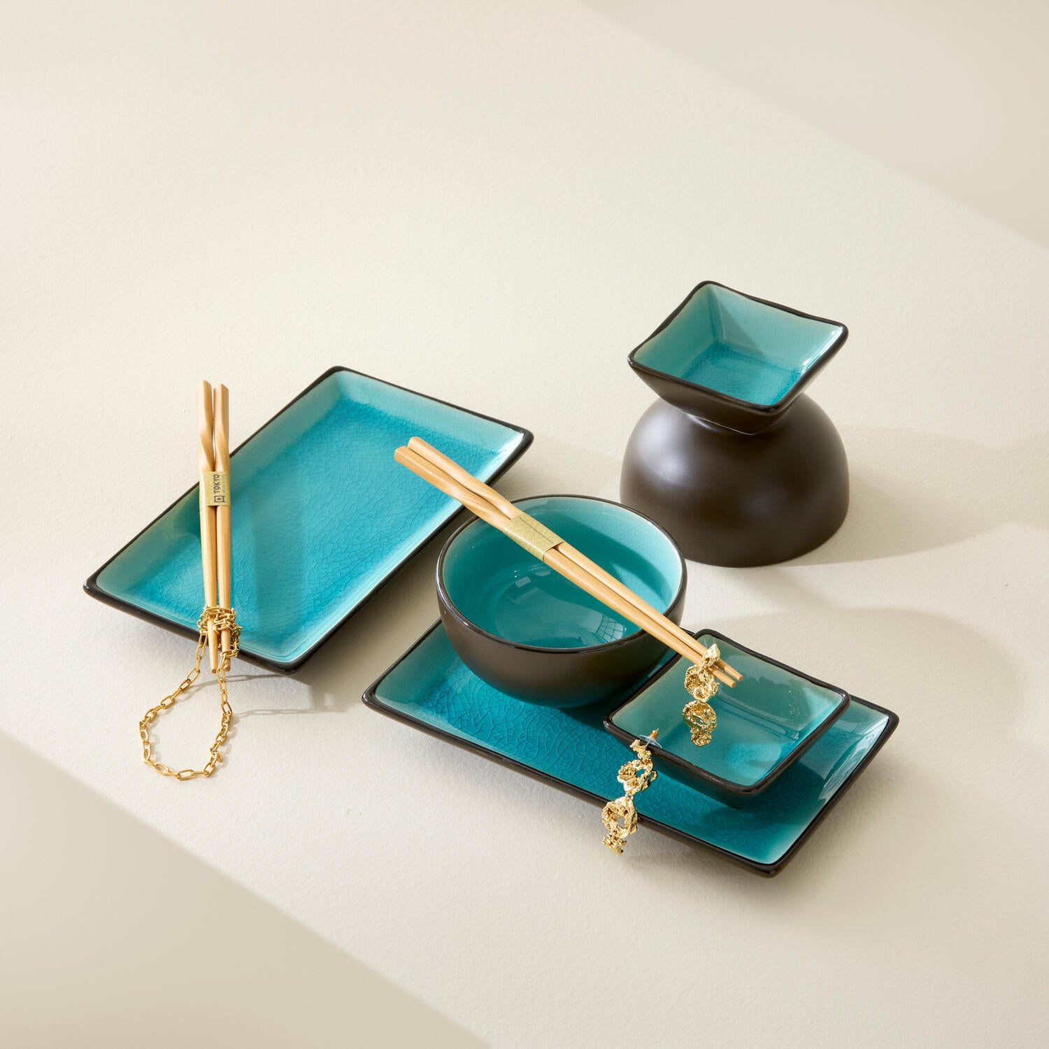 Tokyo Design Studio  Sushi sæt, Glassy Turquoise - 8 dele