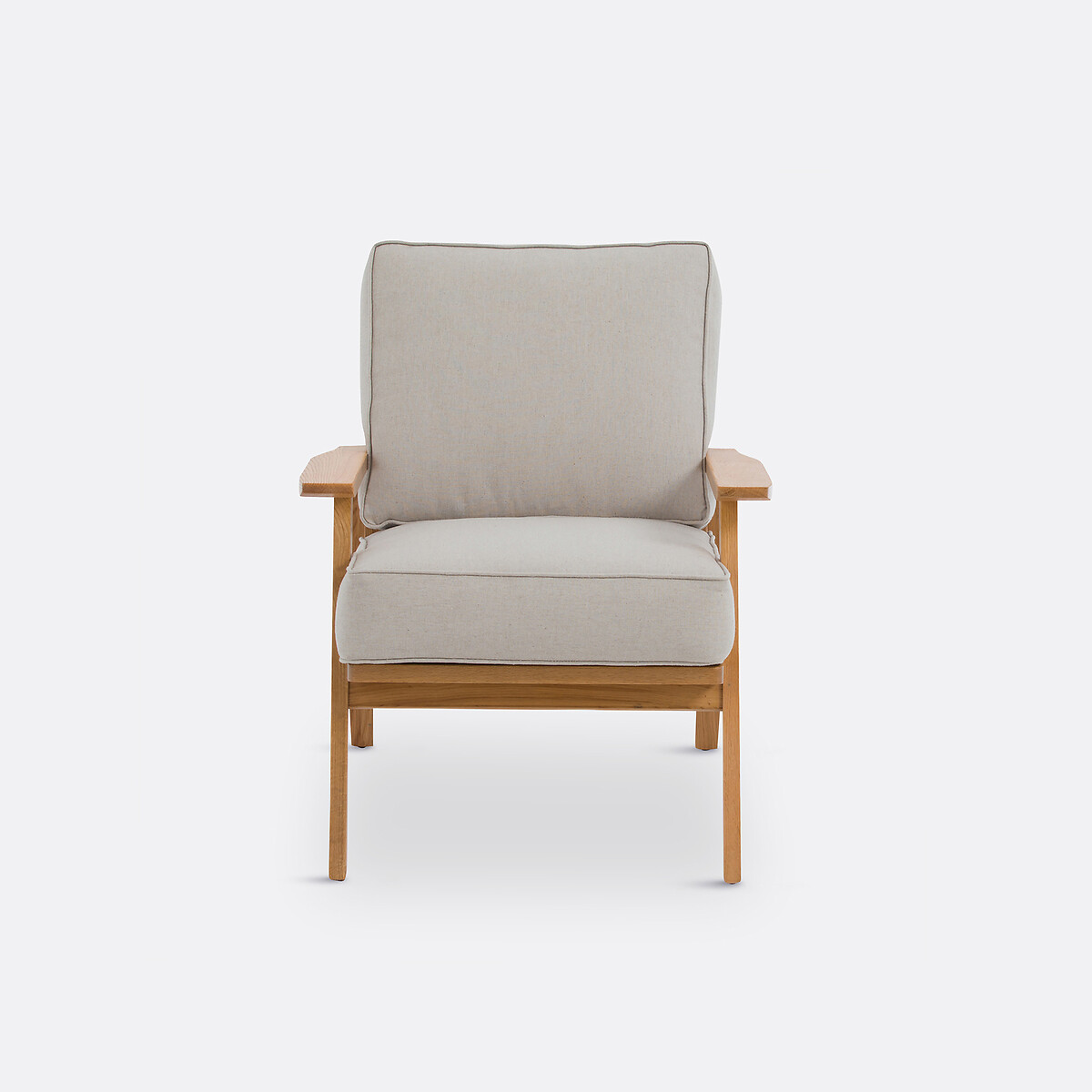 LA REDOUTE INTERIEURS<br>Poltrona vintage em carvalho e algodão/linho, Linna