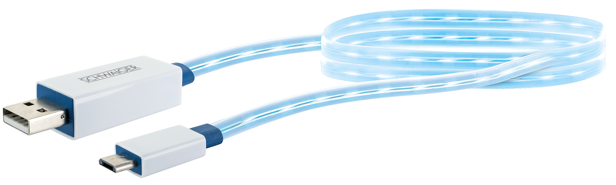 Schwaiger 0,8 meter lichtgevend micro-USB sync en oplaadkabel