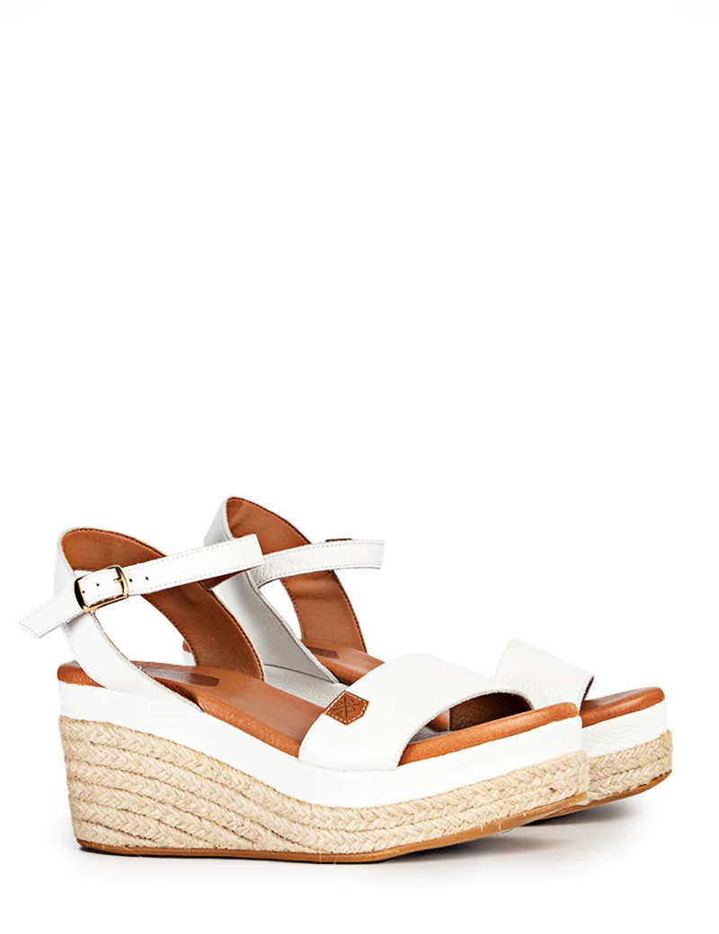 POPA SANDALES COMPENSÉES ARAMBOL CUIR BLANC