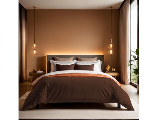 CONCEPT1 - Housse de couette Tonne 220x240cm 155 fils/cm marron foncé
