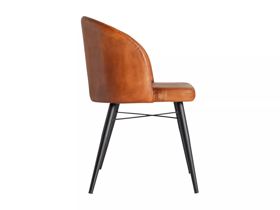Chaise en peau marron en 50x51x76 cm