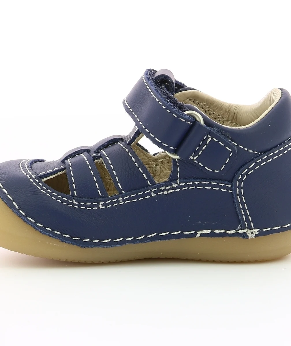 KICKERSSANDALES BÉBÉ EN CUIR BLEU MARINE