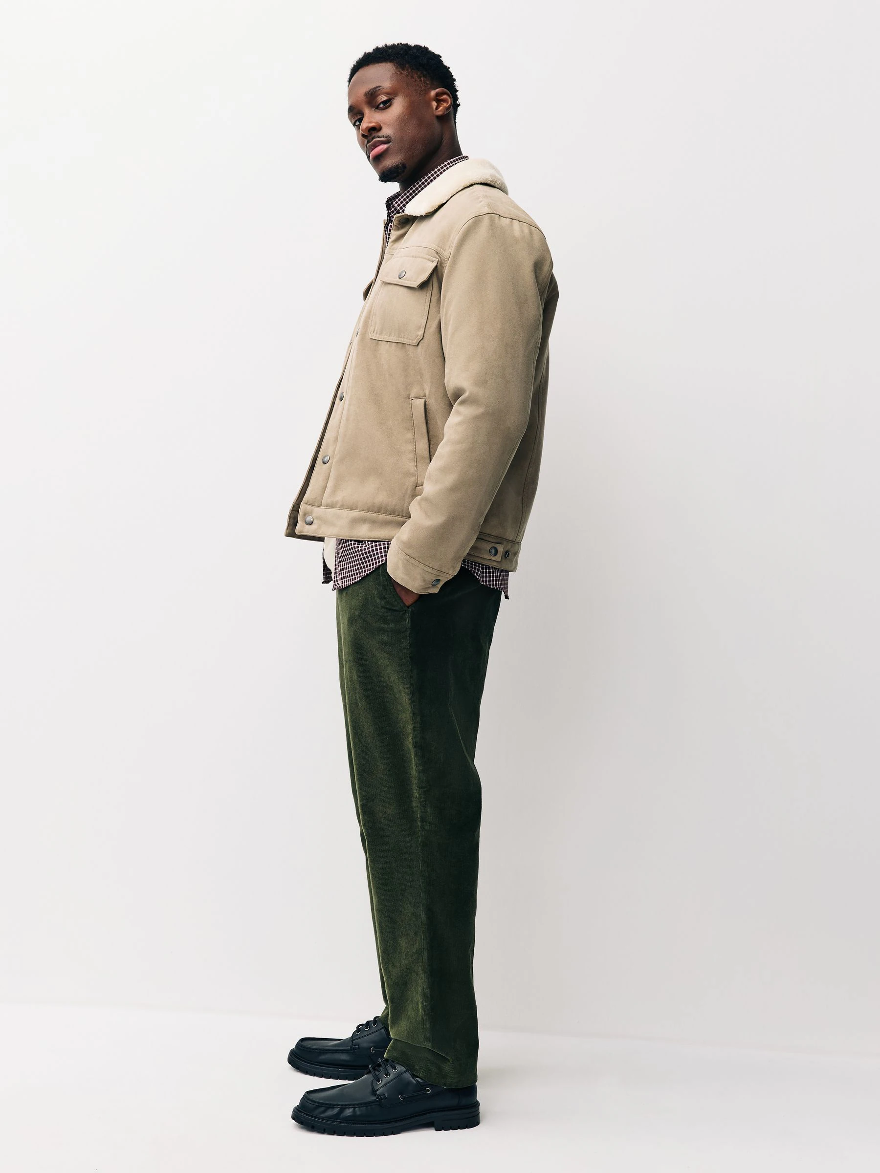 Kakigroen - Regular Fit Smart Cotton Rich Corduroy Elasticated Waistband Trousers