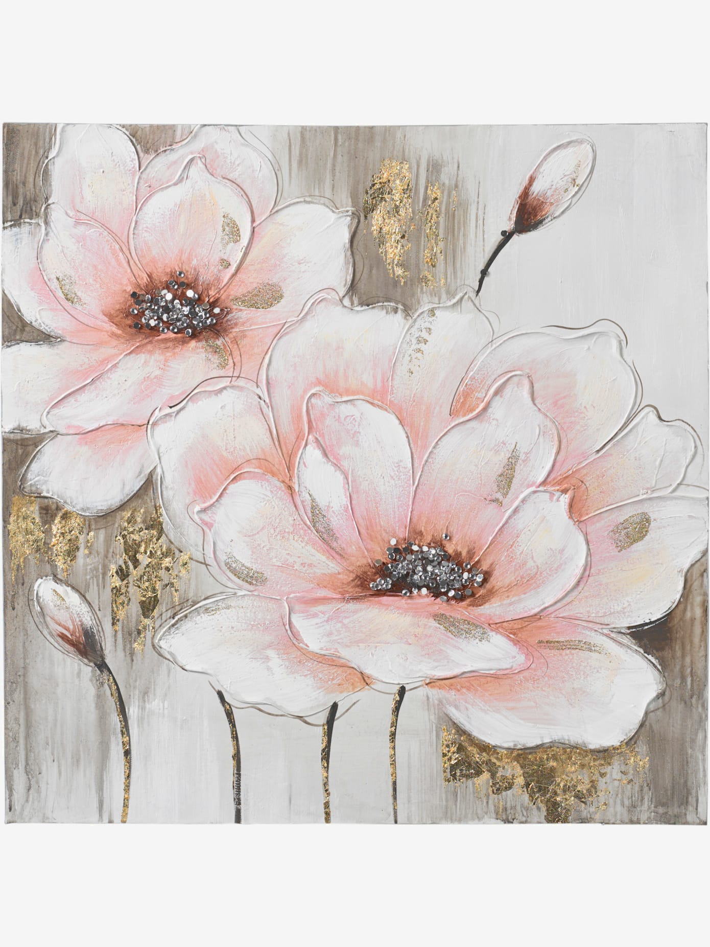 Peinture originale cœur de fleur, effet brillant