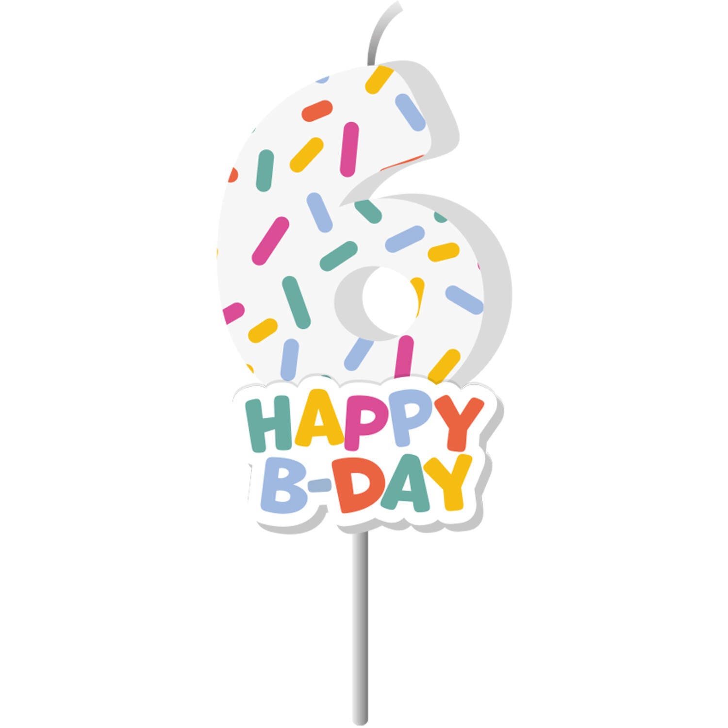 Happy Birthday Kaars 6 Jaar 7cm