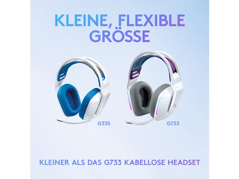 Logitech Headset G335 Gaming Weiss Komfortables Gaming-Headset für PC und Spielkonsolen