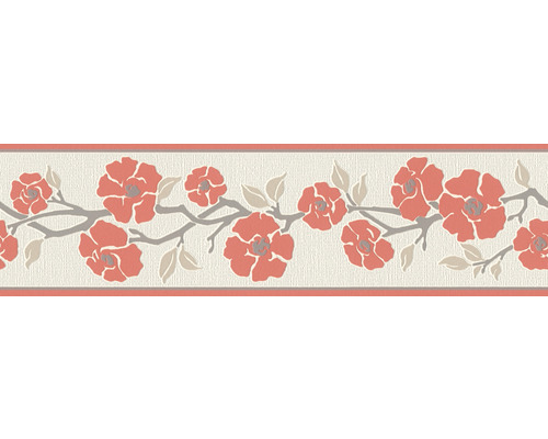 Zelfklevende rand 3843-24 Alleen Rand bloemrank rood wit 5 m x 17 cm