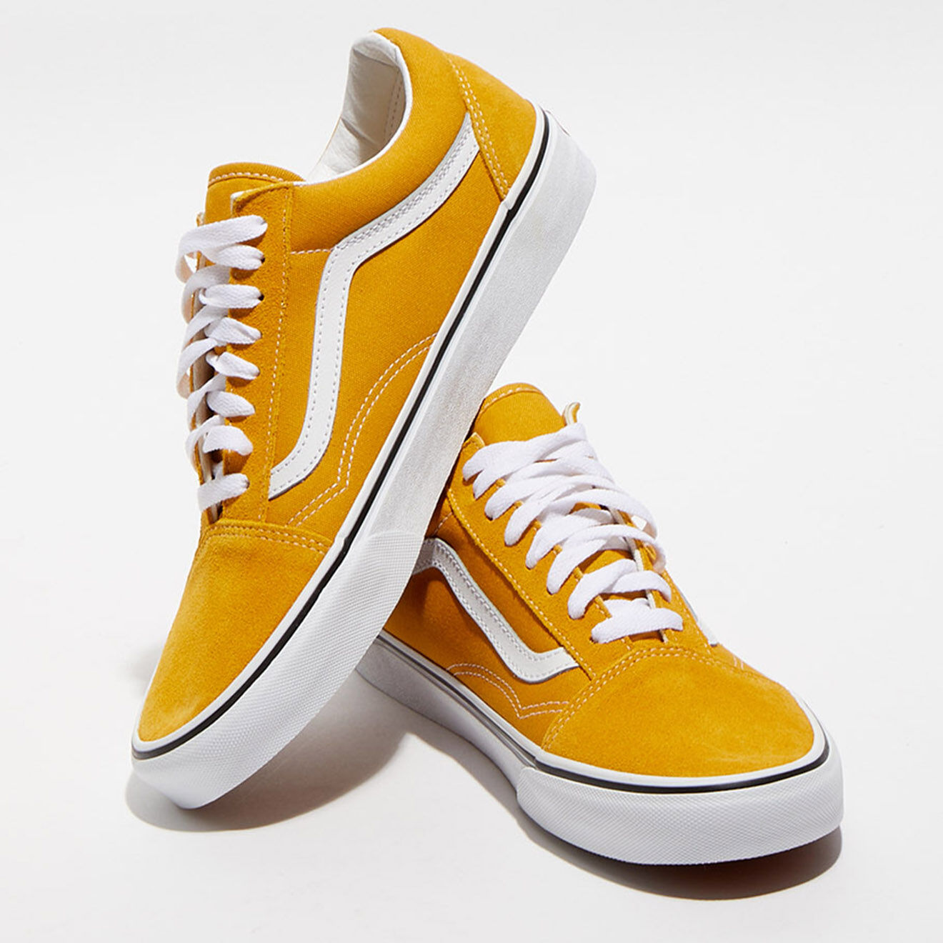 Vans Baskets en Velours de Cuir & Toile Old Skool jaunes
