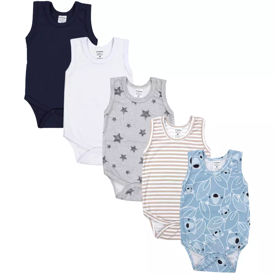 TupTam Baby Jungen Achselbody 5er Pack beigeblau
