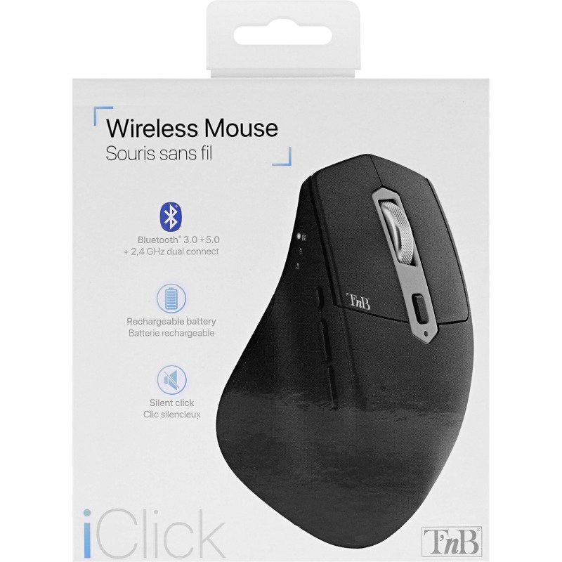 Souris sans fil semi ergonomique ICLICK TNB noire