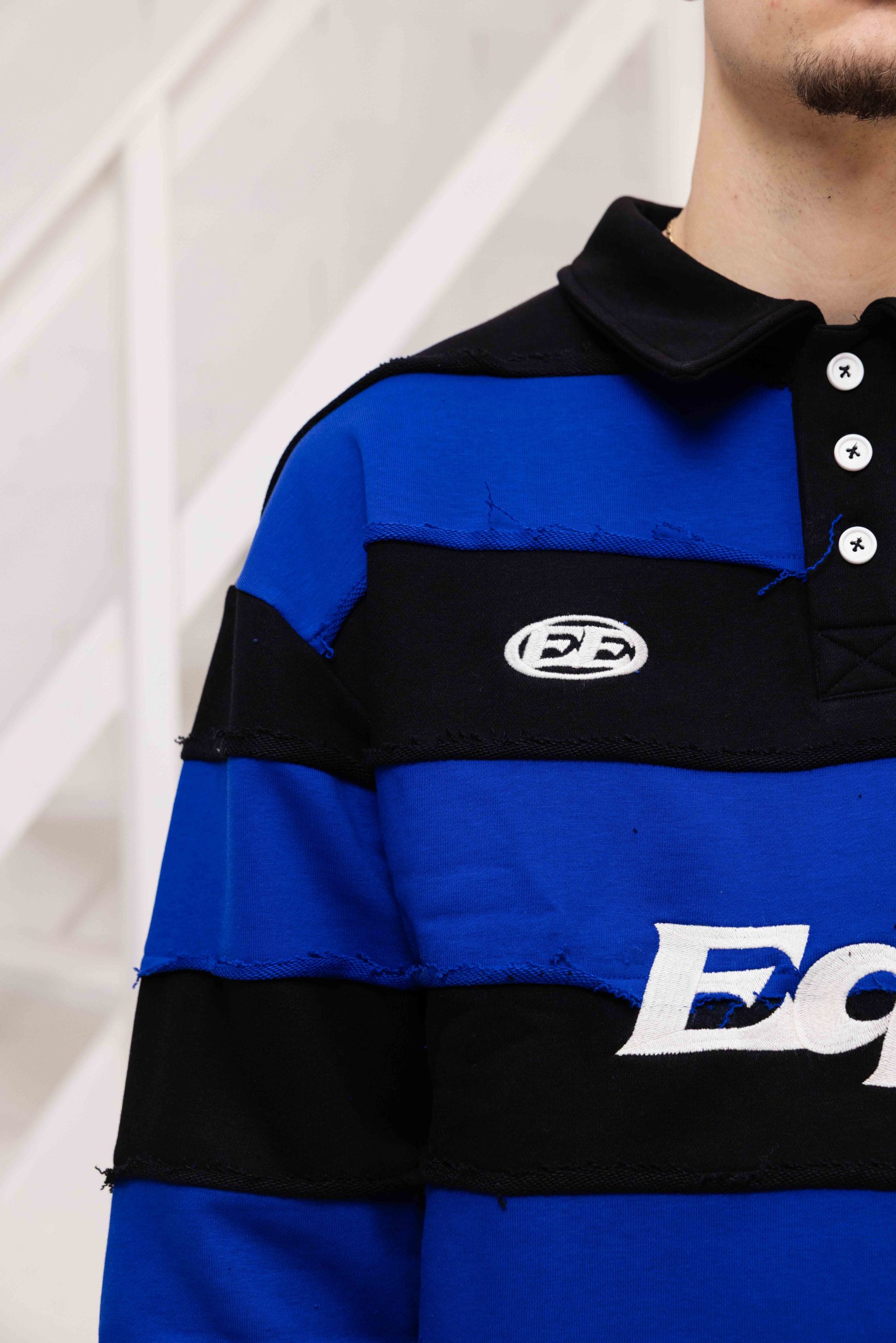 Equalité Stripe Jersey Polo Heren Zwart/Blauw