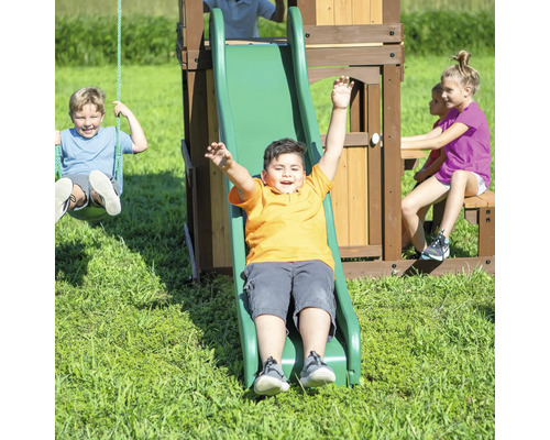 Backyard DISCOVERY Lakewood speeltoren, 340 x 430 cm, bruin hout, bestaande uit schommel en glijbaan