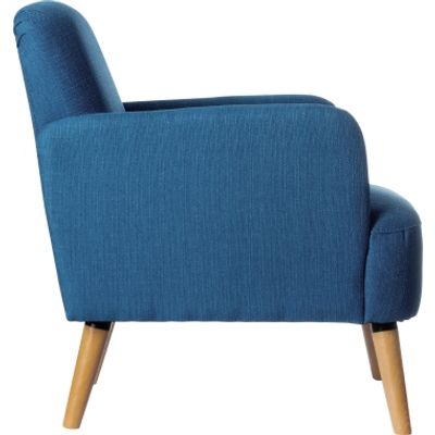 Fauteuil d'accueil BROOKS avec accoudoirs - pieds en hêtre massif - bleu