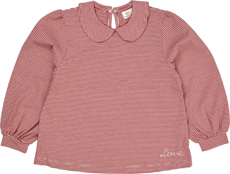 Copenhagen Colors STRIPED BLOUSE W. COLLAR LS Red/cream stripe