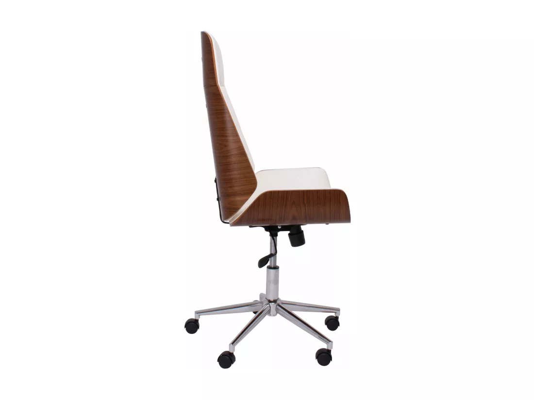 Suède - Fauteuil de bureau 54x109/119x42 cm en contreplaqué et simili cuir blanc
