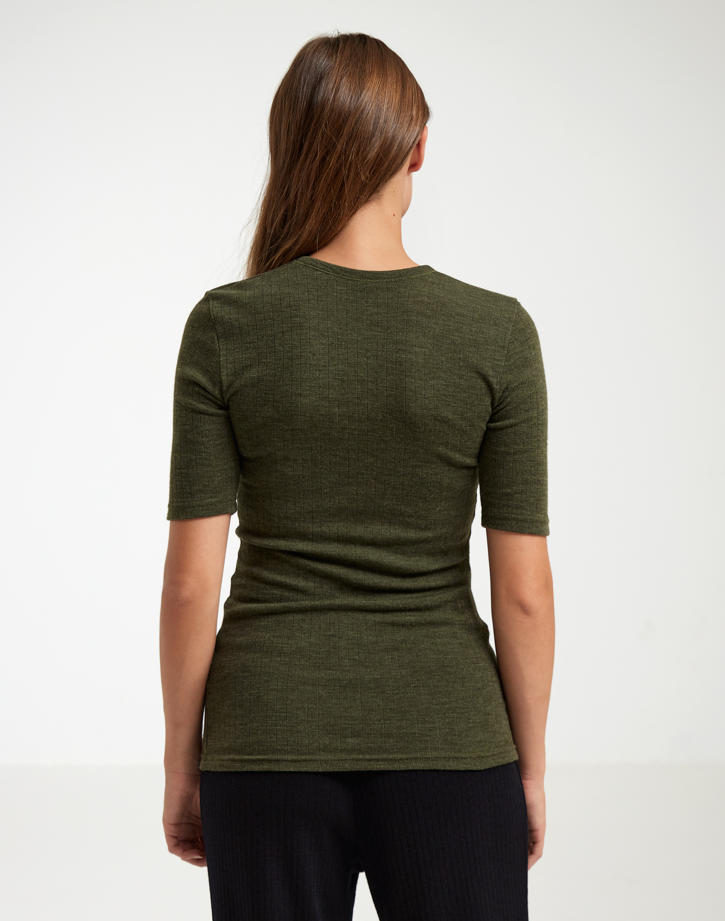 T-shirt van merinowol voor dames in Zwart