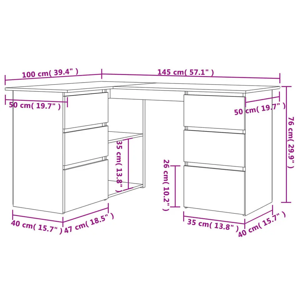 vidaXL - Hoekbureau - Bruin - Bewerkt hout