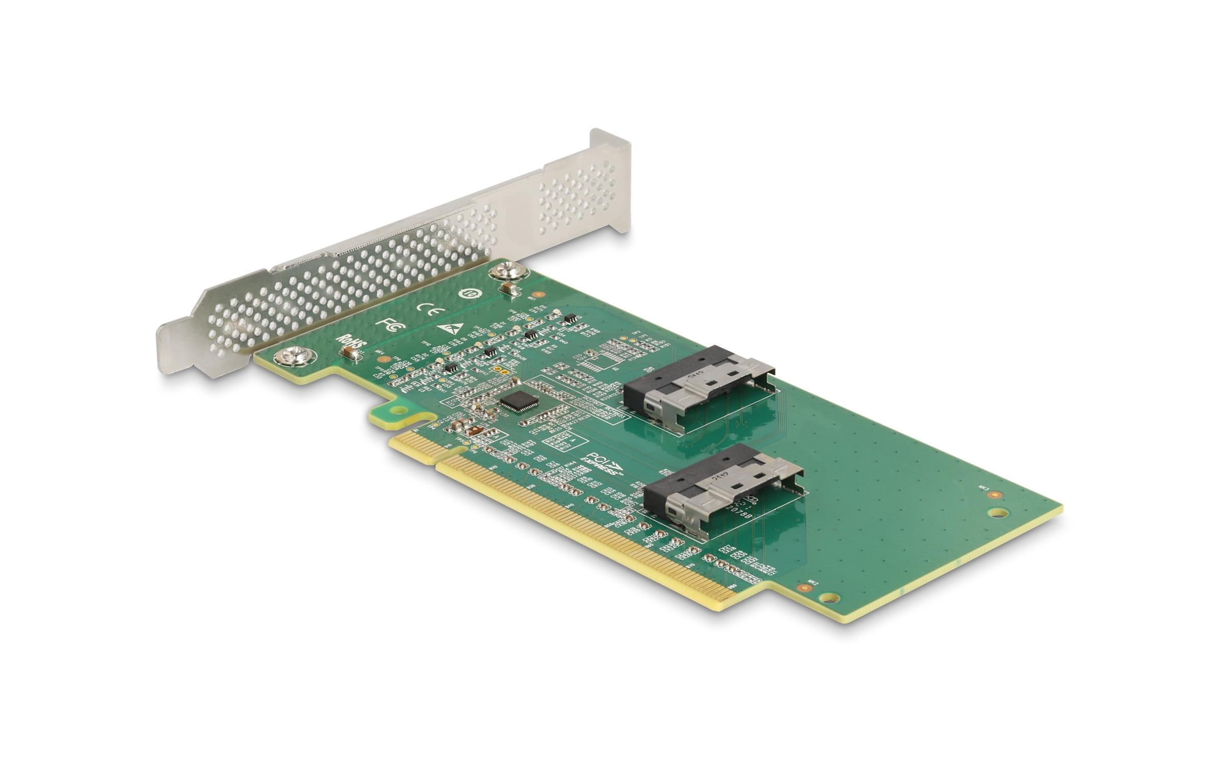 Host Bus Adapter PCI Express x16 - 4x SFF-8639<br>Delock PCI Express 4.0 x16 Karte zu 4 x SFF-8639 NVMe – Bifurcation – Low Profile Formfaktor