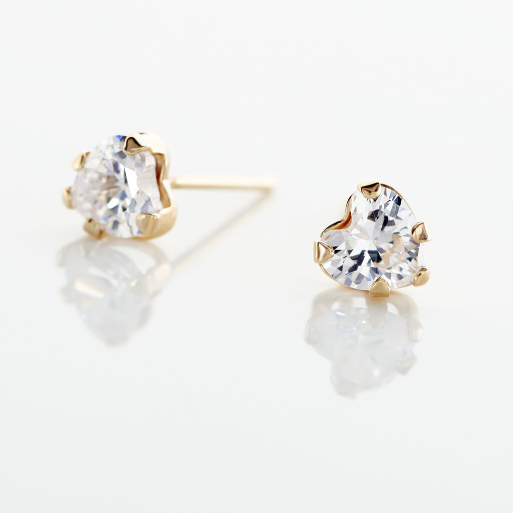 Boucles D'oreilles Puces Daria Coeur Or Jaune Oxyde