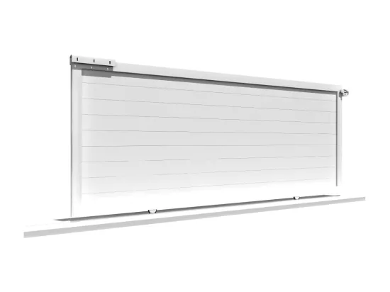 Portail coulissant motorisé plein L 3000 x H 1542 mm - Blanc satiné RAL9010