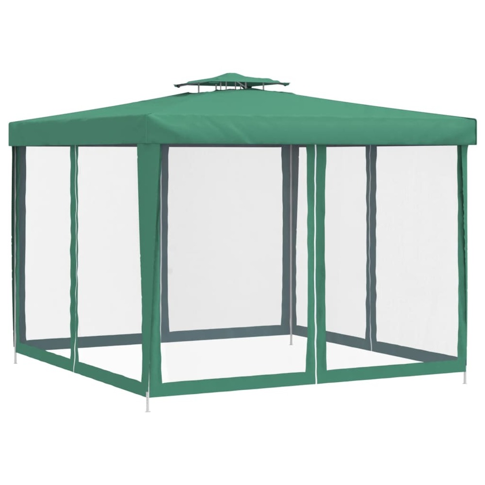 Belvédère à double toit vert 3x3x2,68 m tissu
