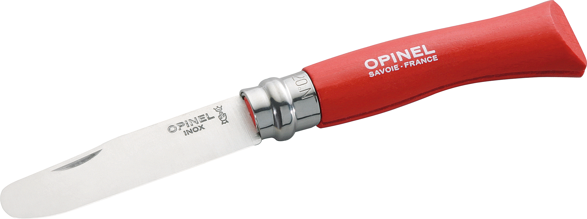Opinel N°07 Taschenmesser für Kinder Klingenlänge 8 cm rot