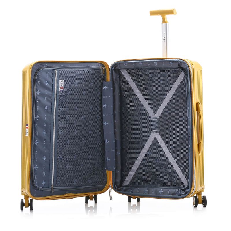 Lot de 3 valises rigides 9925 Extensibles 55, 66 et 76 cm Moutarde