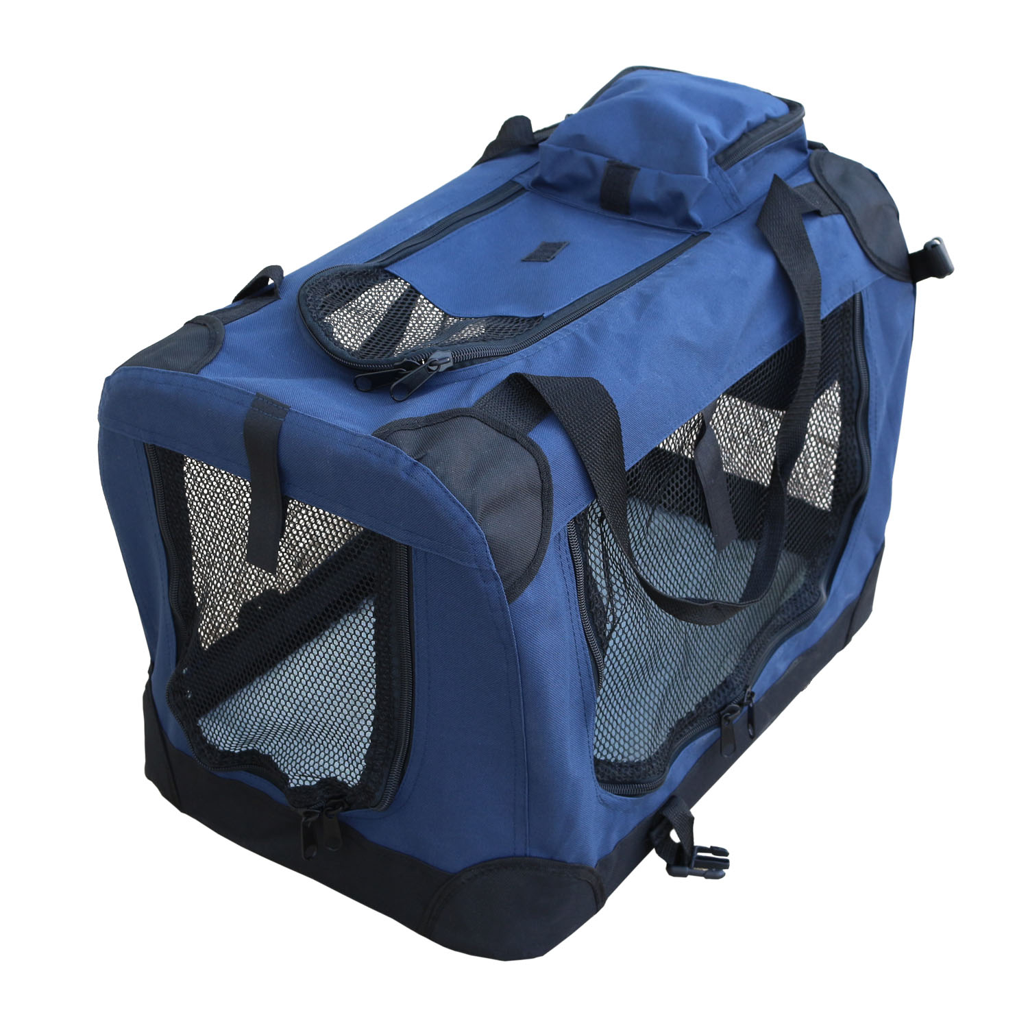 Transportadora dobrável para cães Yatek com entradas laterais e superiores, oferecendo alta visibilidade, conforto e segurança para o seu animal de estimação, tamanho G (70 x 52 x 52 cm).