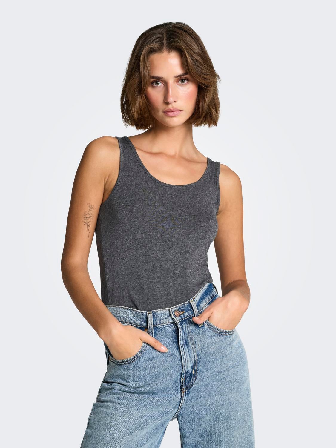 JDYMILA Tanktop Dark Grey Melange