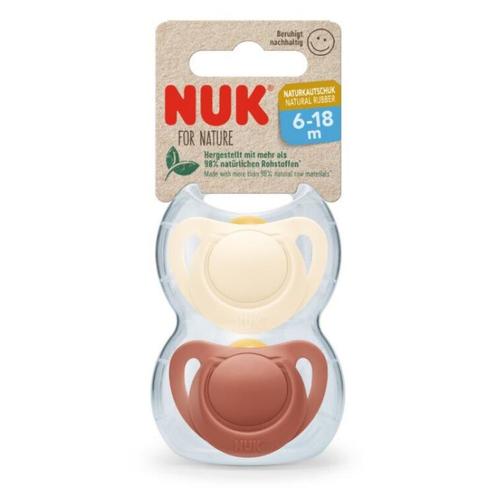 2 sucettes For Nature latex 6-18m - Rouge - NUK
