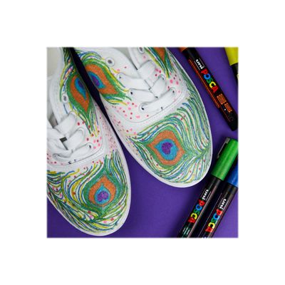 POSCA PC-5M - Pack de 4 marqueurs - noir, argent, blanc, or