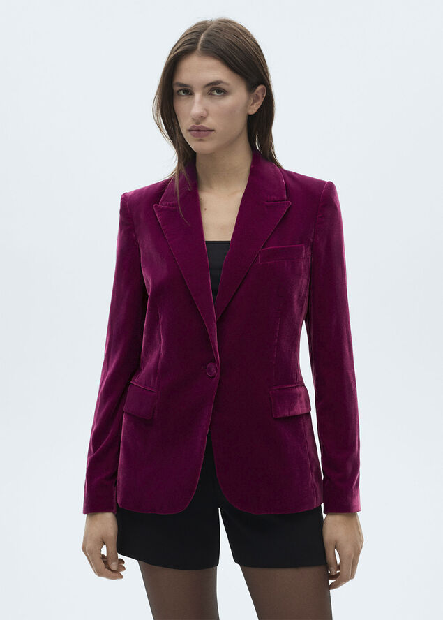 MANGO Velvet blazer Bright pink