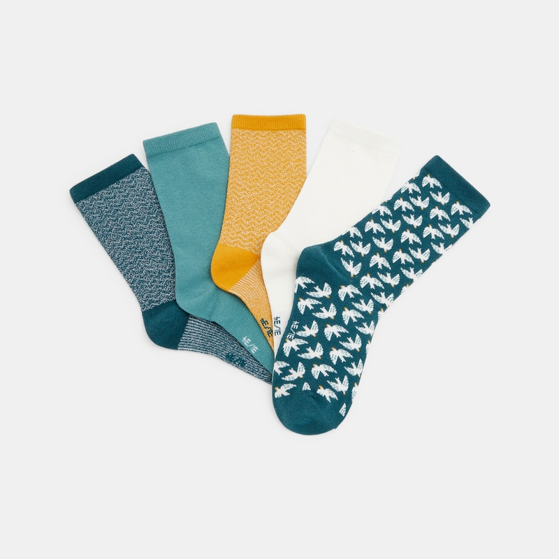 Chaussettes fantaisie (lot de 5) bleues fille