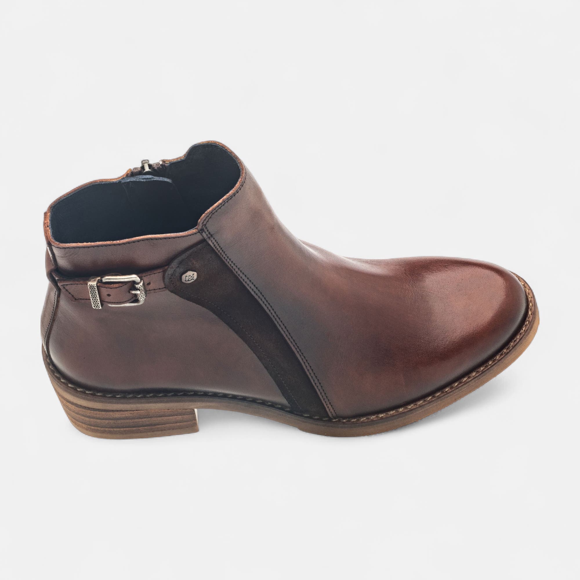 Bottines à talon Femme en cuir cognac