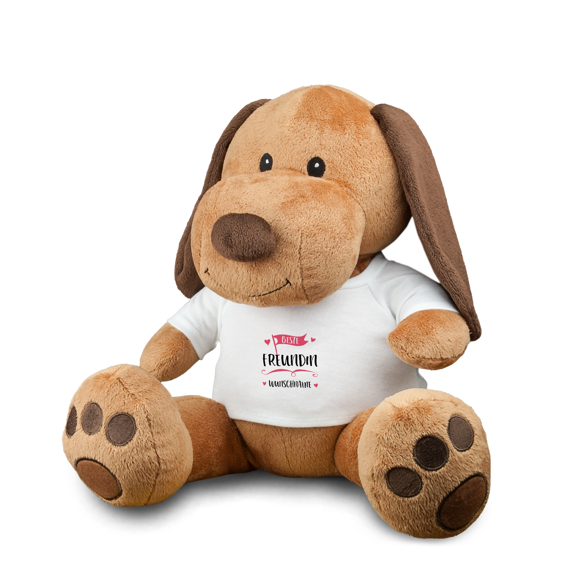 Kuscheltier Hund mit Namen (Motiv: Beste Freundin)