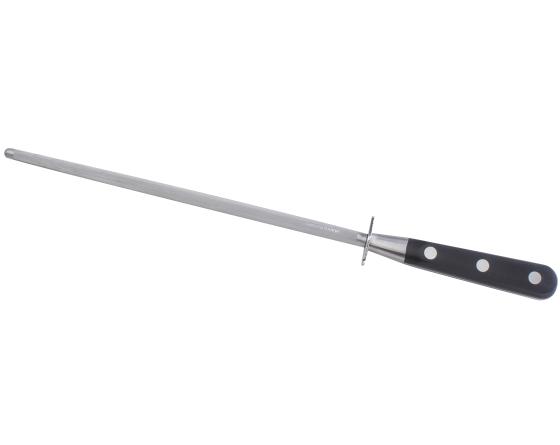 Fusil Rond 25 cm - Embase Forgée - Manche Noir - Rivets Laiton Couteaux de cuisine professionnel