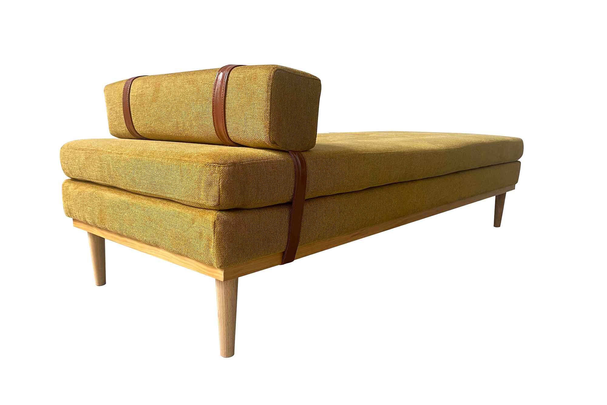 Daybed Strukturstoff gelb Gästebett Tagesbett Bett Relaxliege Lounge