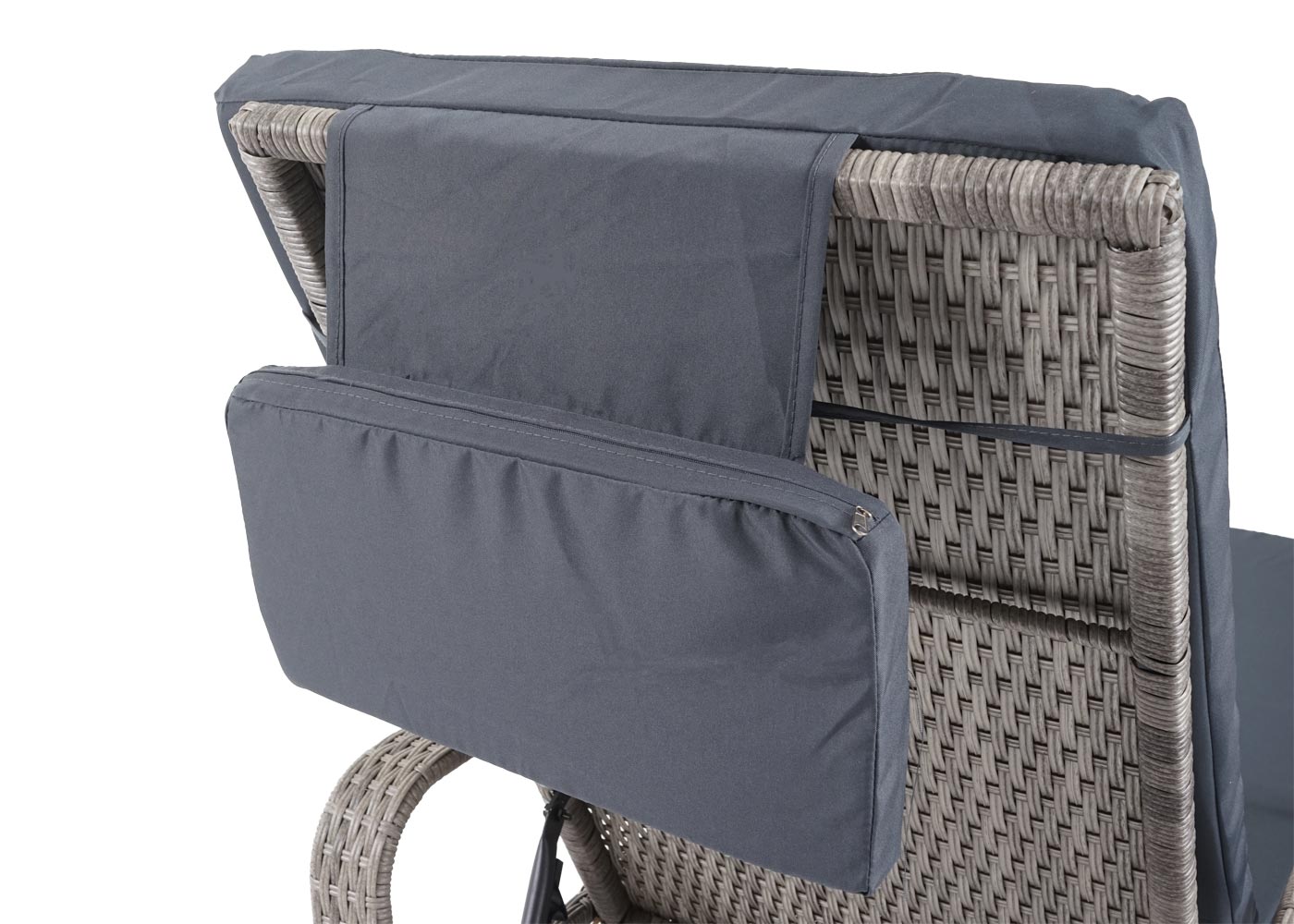Poly-Rattan Sonnenliege Cesena, Relaxliege Gartenliege Liege, Alu ~ grau, Kissen dunkelgrau