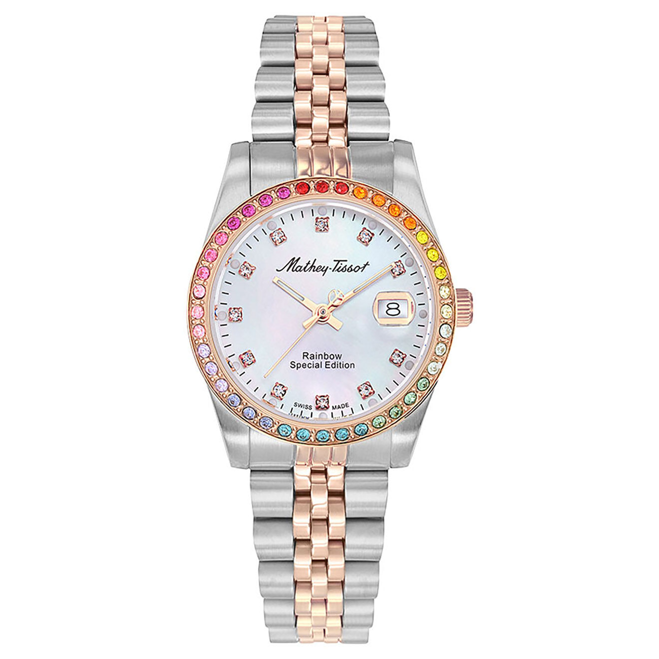 Mathey-Tissot Montre Femme en Acier Quartz Mathy Rainbow argenté/doré rose