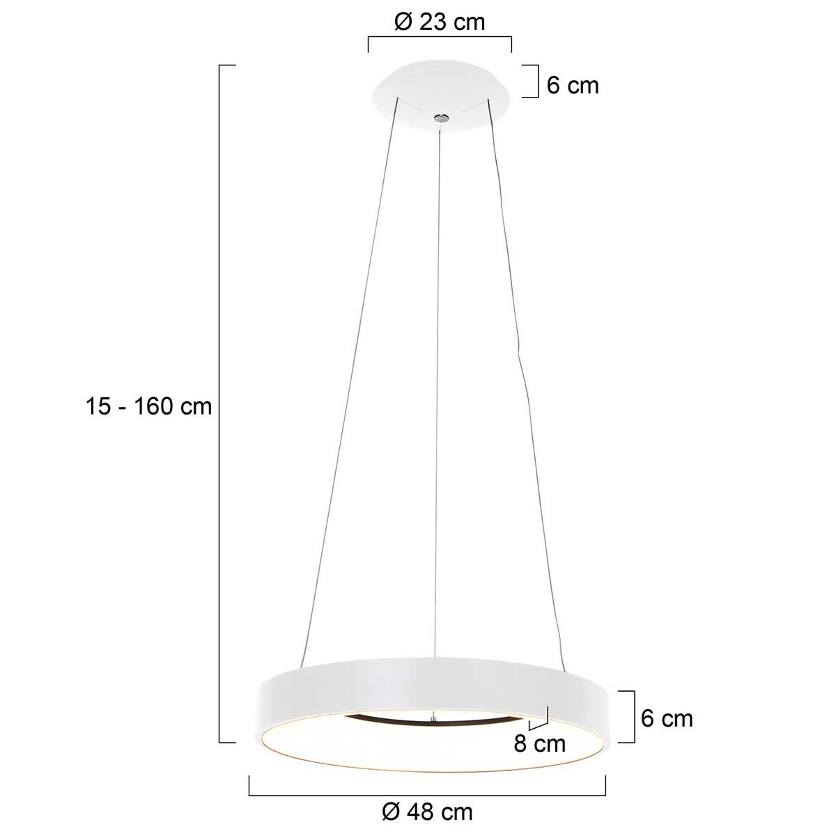 Design hanglamp wit incl. LED dimbaar - Ringlede