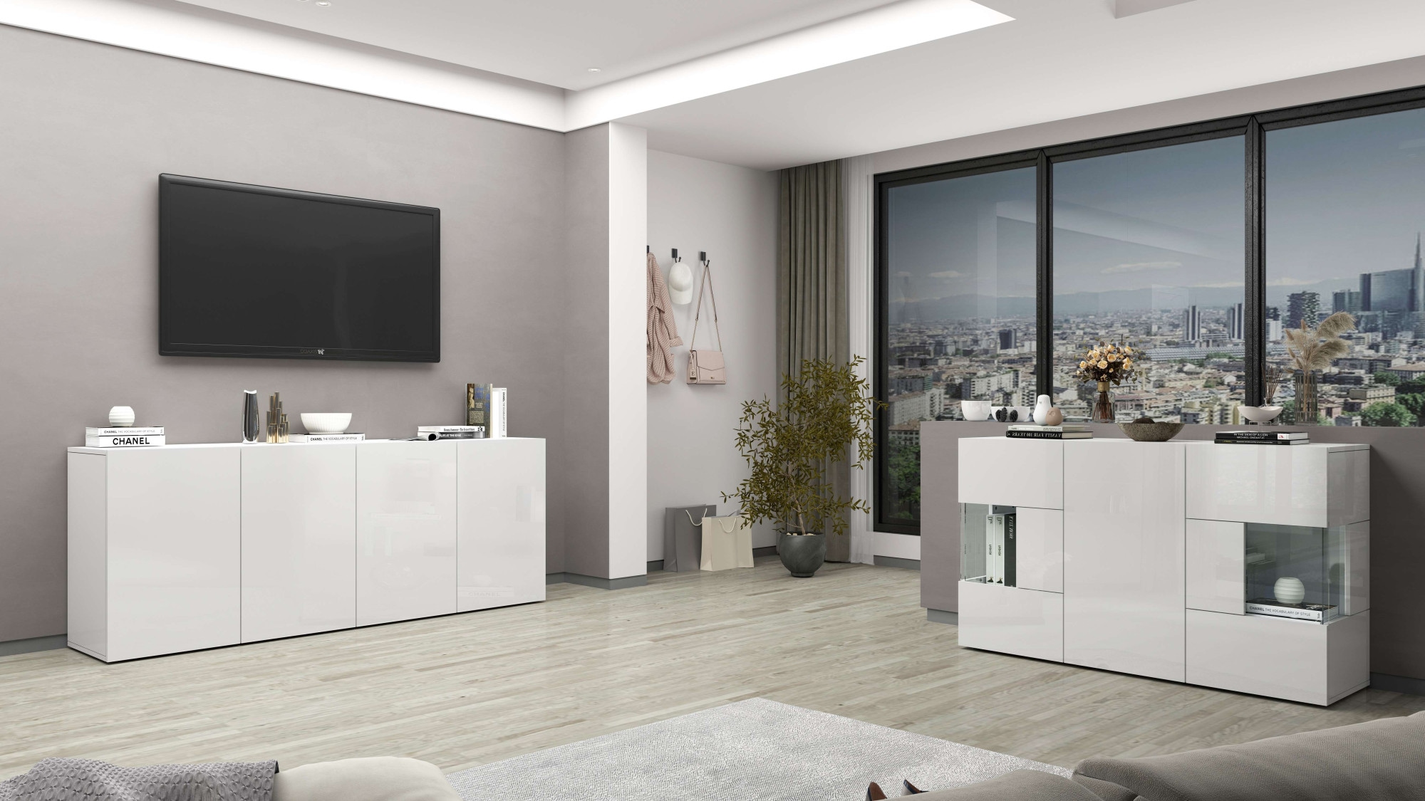 INOSIGN Sideboard »Egypt, Kommode, Schrank, Kredenz,  grifflos« 4 Türen, Fronten Hochglanz lackiert, Breite 180