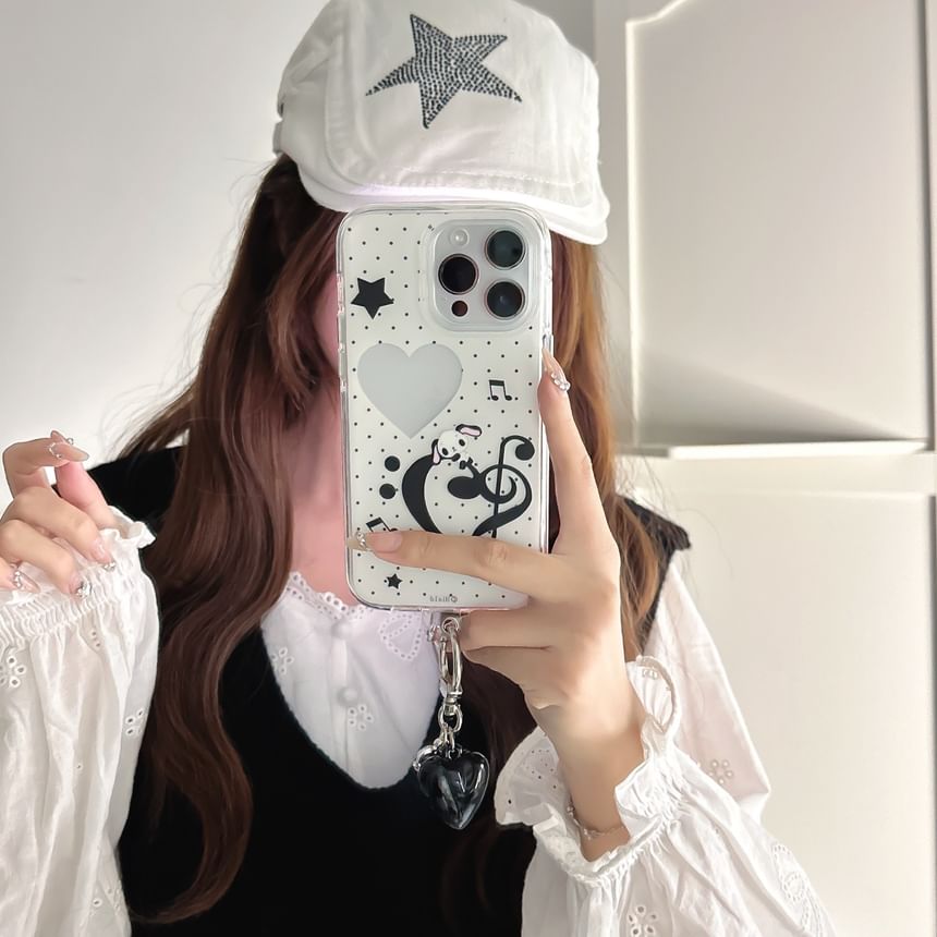 Pixel Dream - Muzieknoot Gestippelde Telefoonhoes / Charm / Set - Apple iPhone 16 Pro Max / 16 Pro / 16 Plus / 16 / 15 Pro Max / 15 Pro / 15 Plus / 15 / 14 Pro Max / 14 Pro / 14 Plus / 14 / SE / 13 Pro Max / 13 Pro / 13