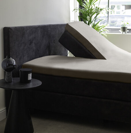 Hoeslaken Egyptisch Katoen Stretch - Splittopper - Taupe