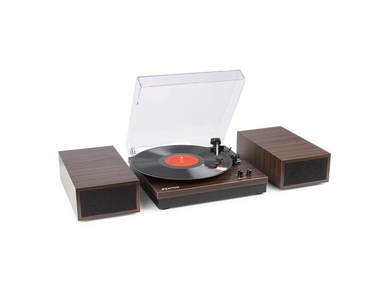 Fenton Plattenspieler RP165D Dunkelbraun HiFi-Plattenspieler mit Riemenantrieb